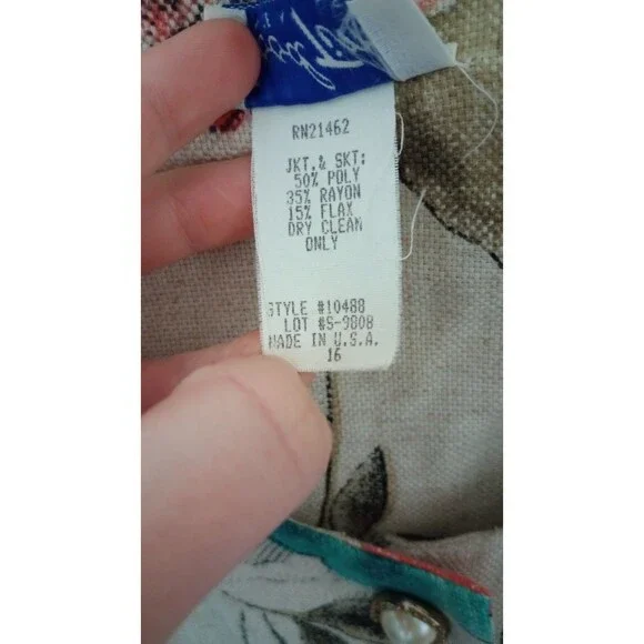 Vtg 80s Good Times Suit Sz 16 2Pc Set Blazer Jacket Floral Skirt USA Grannycore - Picture 3 of 7